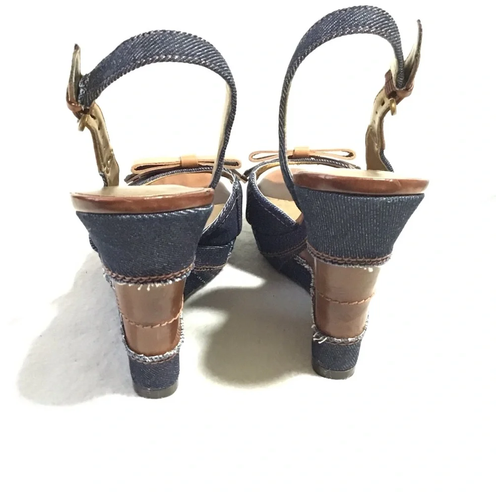 ‼️SOLD‼️GUESS DENIM LEATHER SANDALS - Picture 7 of 10